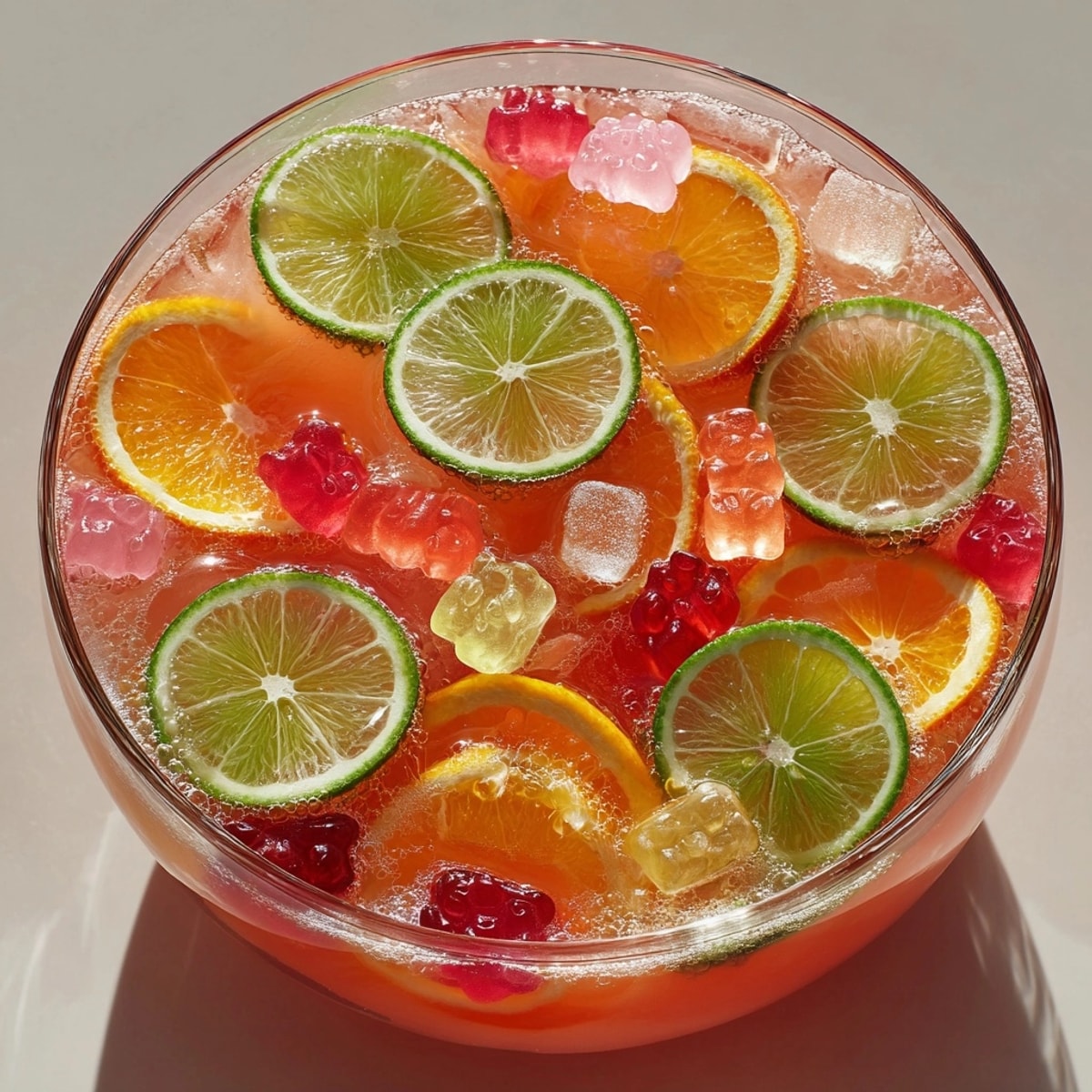 Effervescent Witch’s Brew Party Punch with slices of citrus and mysterious dry-ice fog.