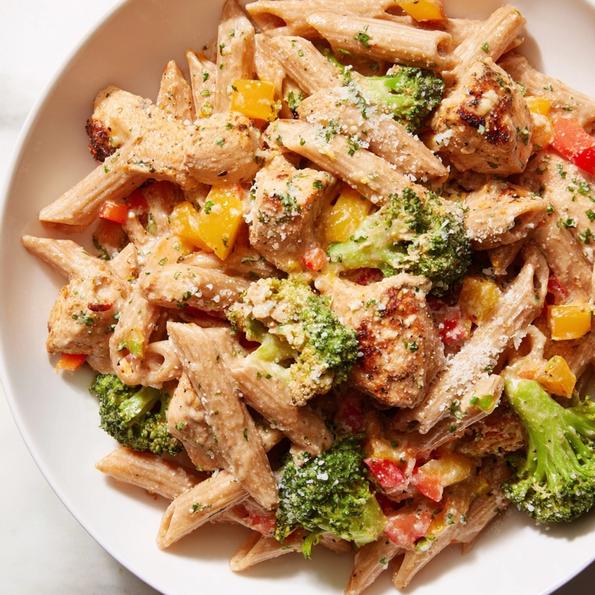 Spicy Cajun Chicken Broccoli Pasta Skillet showcased, a delightful single-pan recipe, ready to serve.