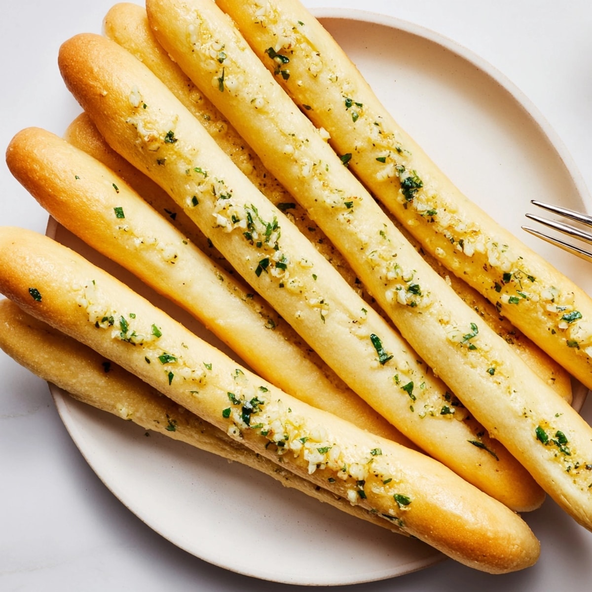 Golden Garlic Onion Breadsticks freshly baked, brushed with savory melted butter; serve warm.