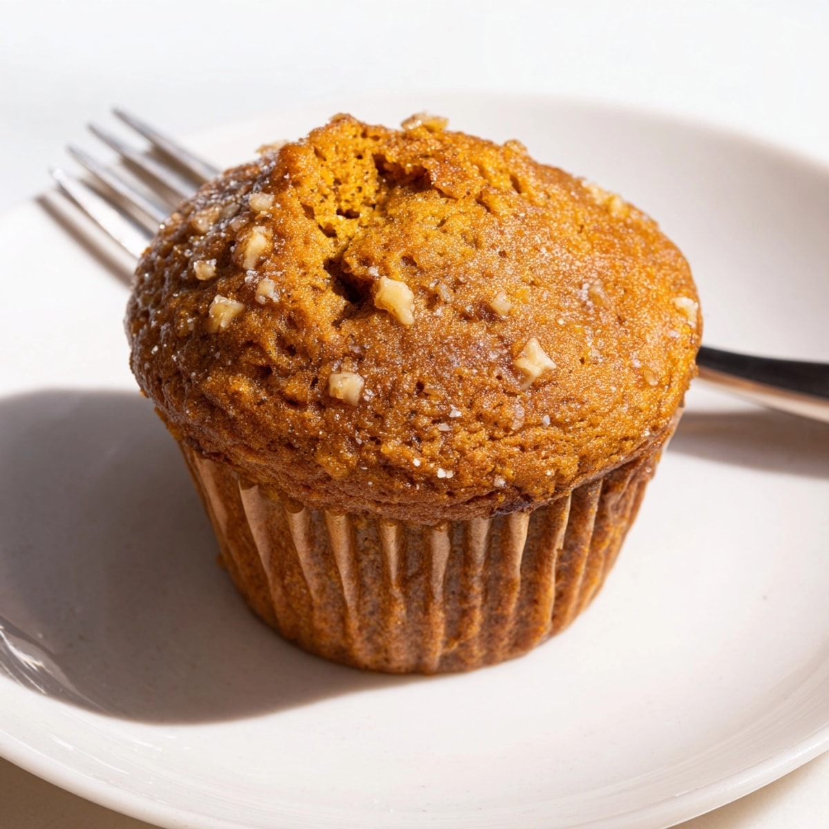 Fluffy Ginger-Spiced Pumpkin Muffins, fresh from the oven, ready for a cozy breakfast.