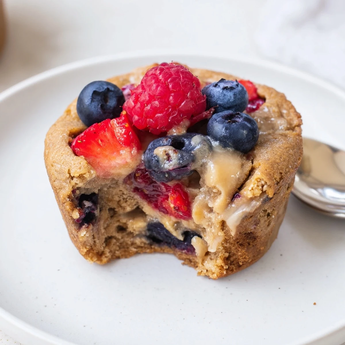 Moist Ricotta Berry Blondie Cups drizzled with honey and bursting with fresh berries.  