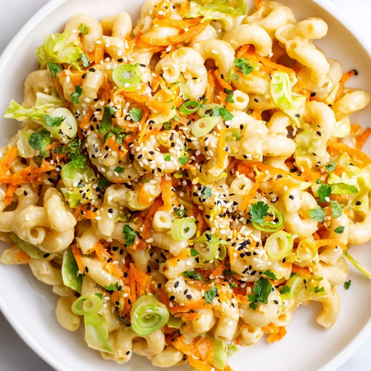 Creamy Mac and Cheese Egg Roll Stir-Fry with crunchy vegetables and melted cheese.  