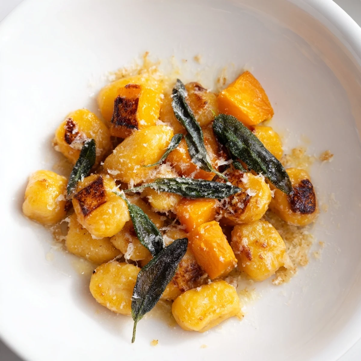 Creamy brown butter coats the gnocchi and roasted squash; a beautiful Rustic Butternut Squash dish.