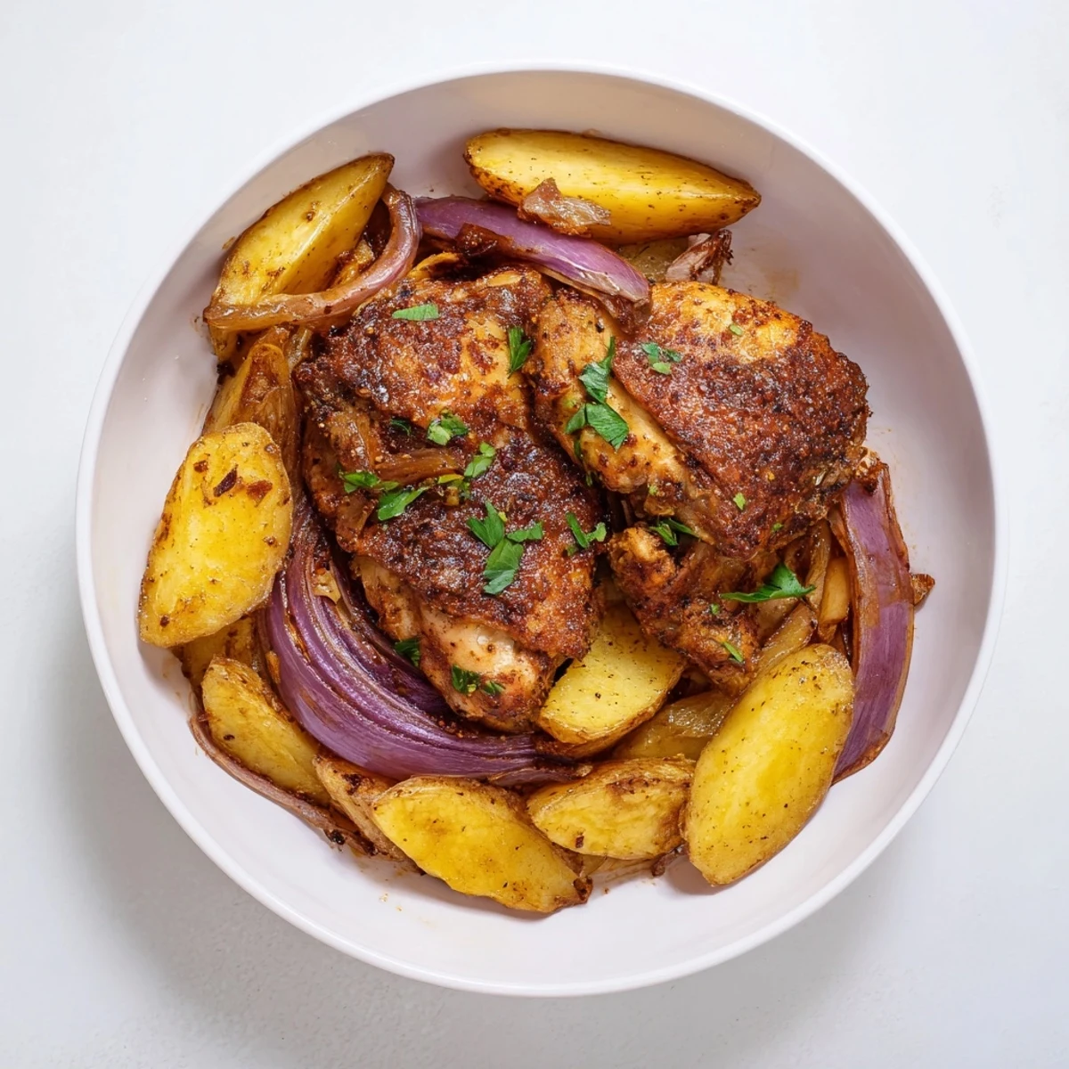 Fragrant Greek lemon chicken and potatoes with crispy skin and tender vegetables, perfect for family dinner.