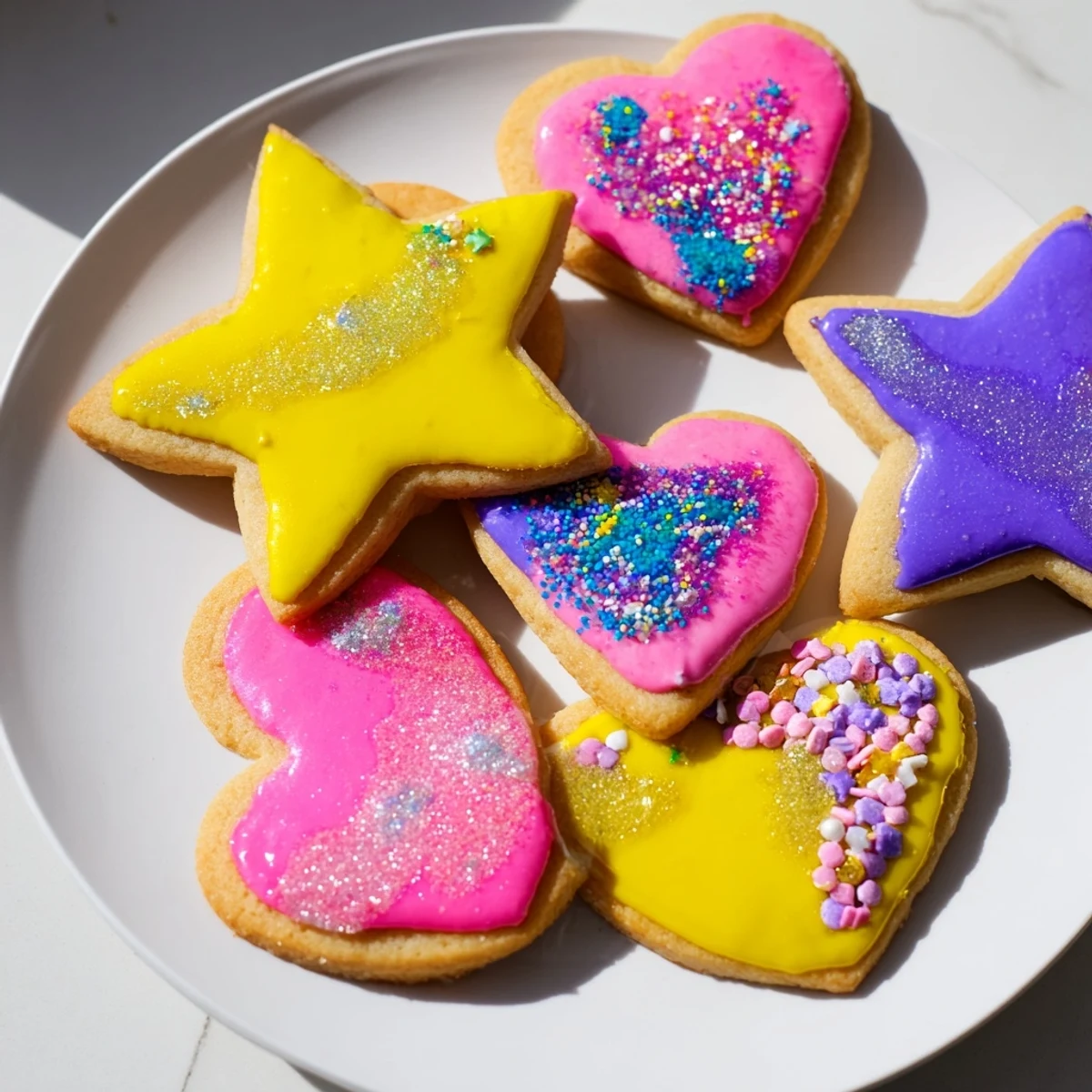 Shimmering stars and hearts: beautifully decorated Princess Palace treats, perfect for a special, royal dessert.