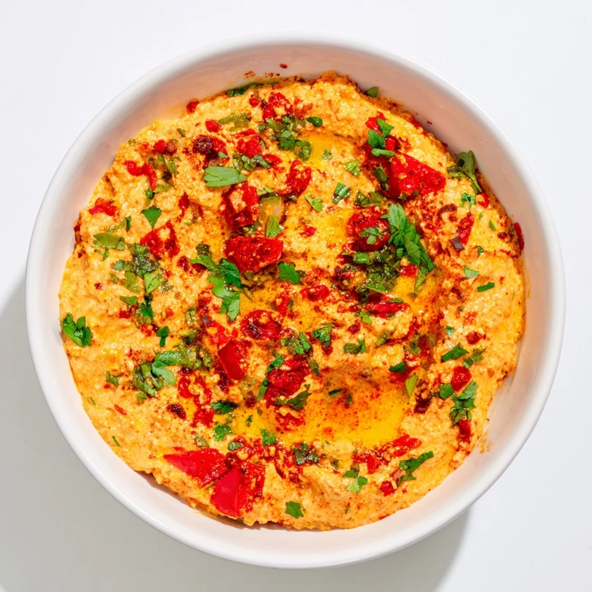 Imagine the flavors: this homemade Volcanic Lava Spicy Dip is teeming with fresh herbs, ready to be enjoyed.