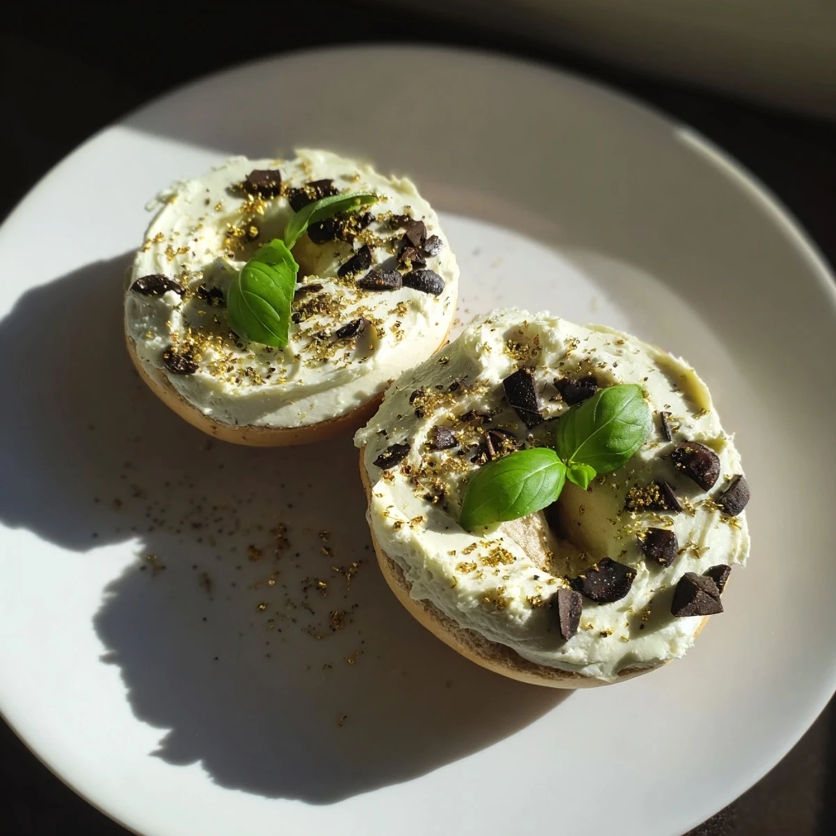 Celebrate with the Olympic Rings Medal Appetizer: bagel "medals" drizzled with edible gold for party fun.