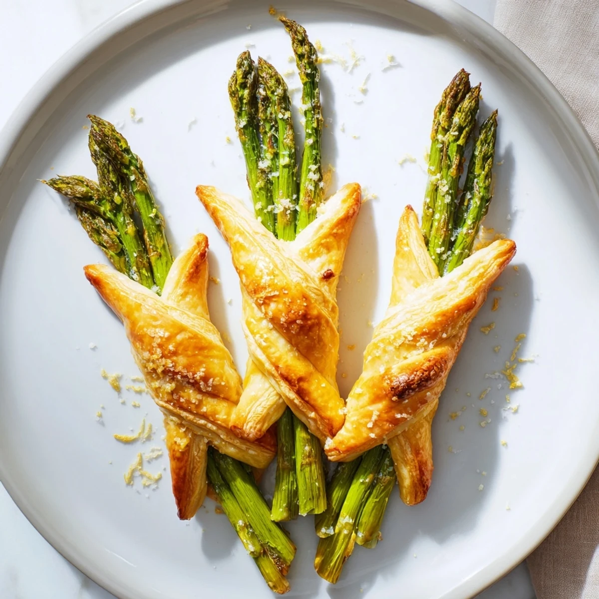 Crispy, golden-baked Star Shaped Asparagus Bundle Wraps, perfect for a delightful appetizer course.
