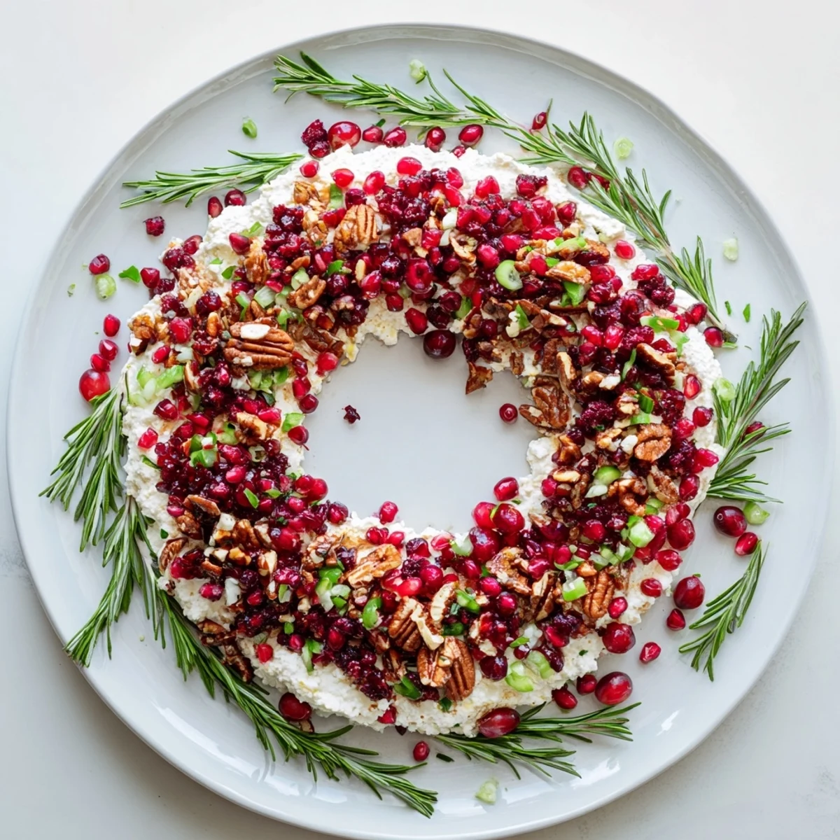 A delicious close-up of the beautiful Cranberry Feta Dip Wreath, perfect for holiday gatherings and easy to make.