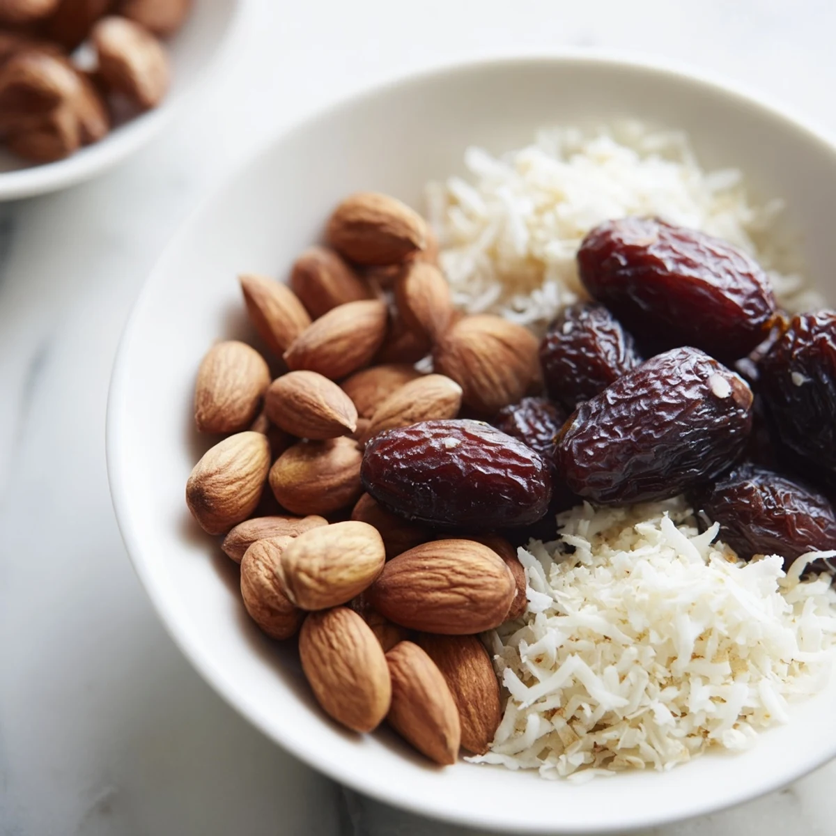 Fruit & Nut: Almonds and Dried Apricots Simple Pile, a colorful, simple snack ready in five minutes.