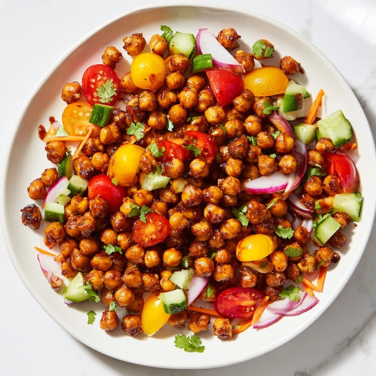 Vibrant BBQ Chickpea Salad bursting with color, ready for a delicious vegetarian picnic.
