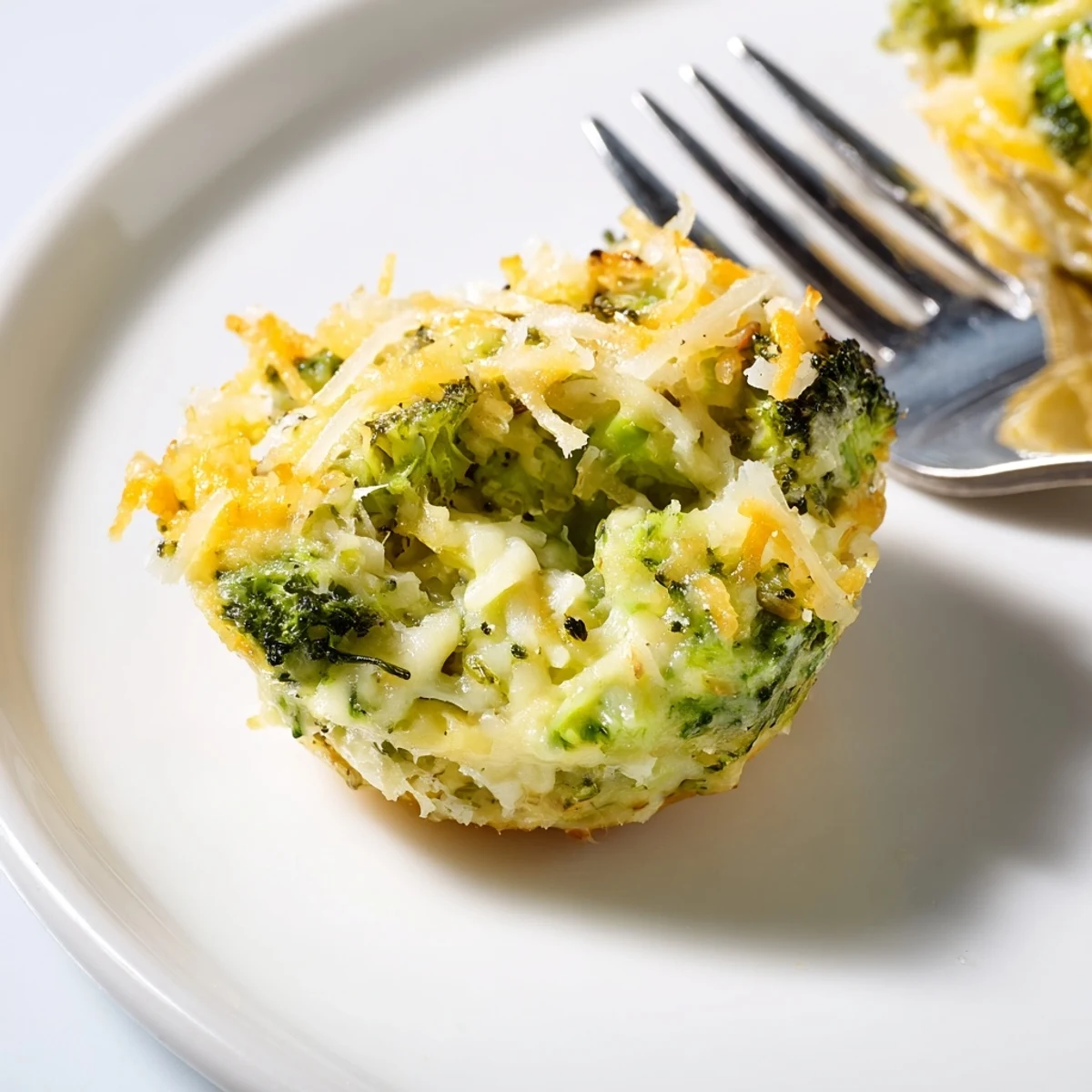 Warm Cheesy Broccoli Casserole Bites, ready to eat, featuring perfectly cooked broccoli and a creamy cheese filling.