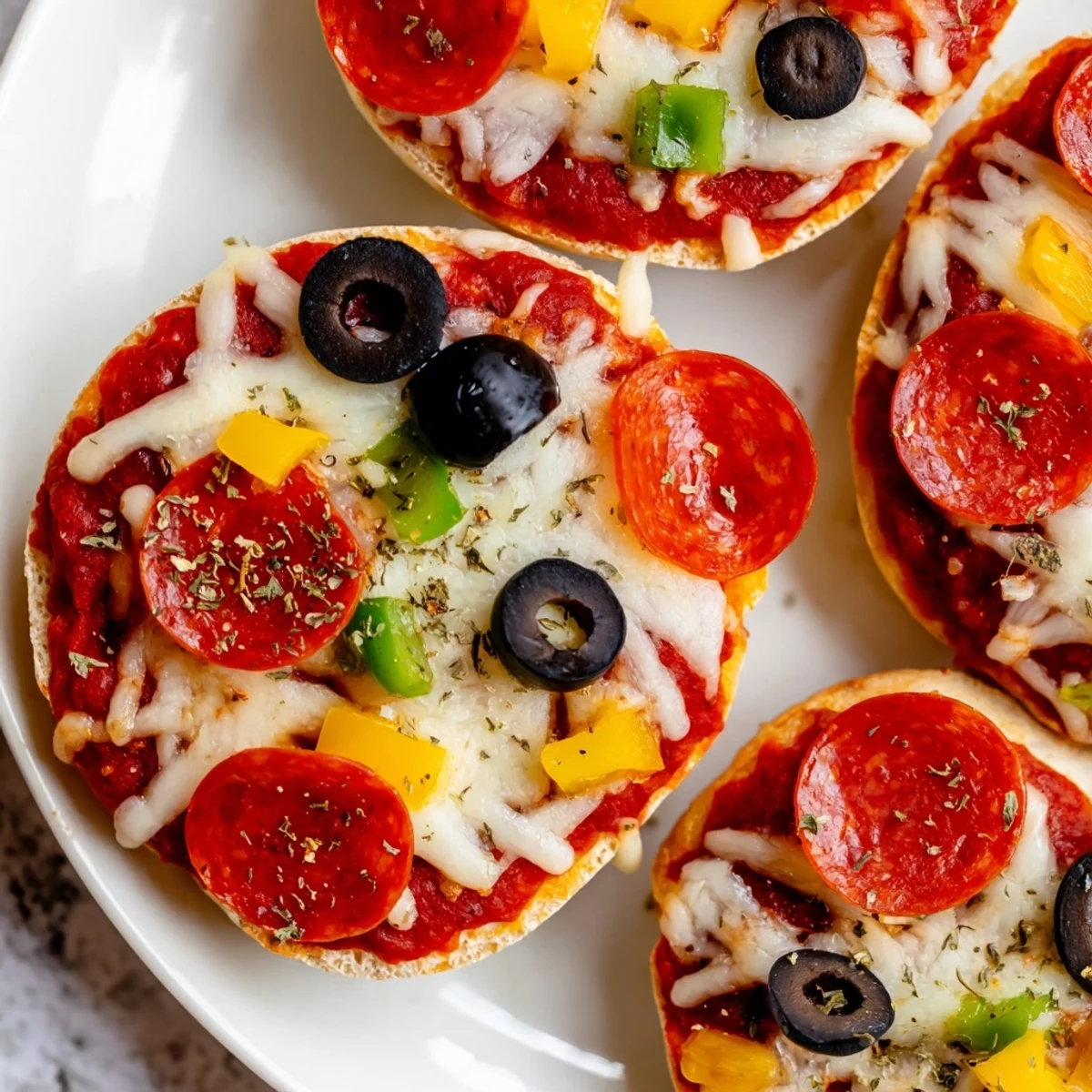 Air-fried mini bagel pizzas, bubbly cheese and pepperoni atop toasted bagel halves make a perfect snack.