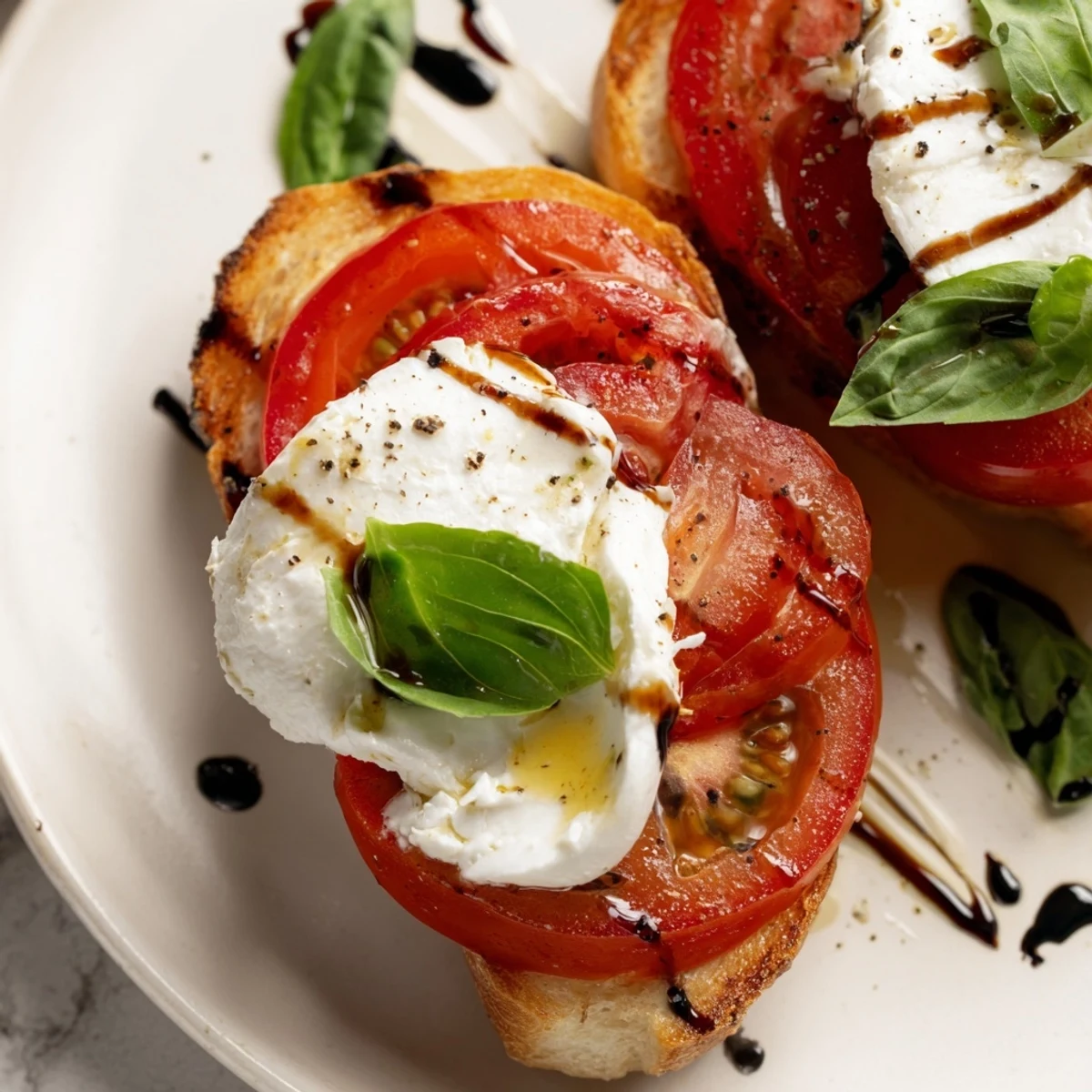 Imagine the flavor of this Tomato Burrata Toast: warm bread, burrata, basil, and ripe tomatoes.
