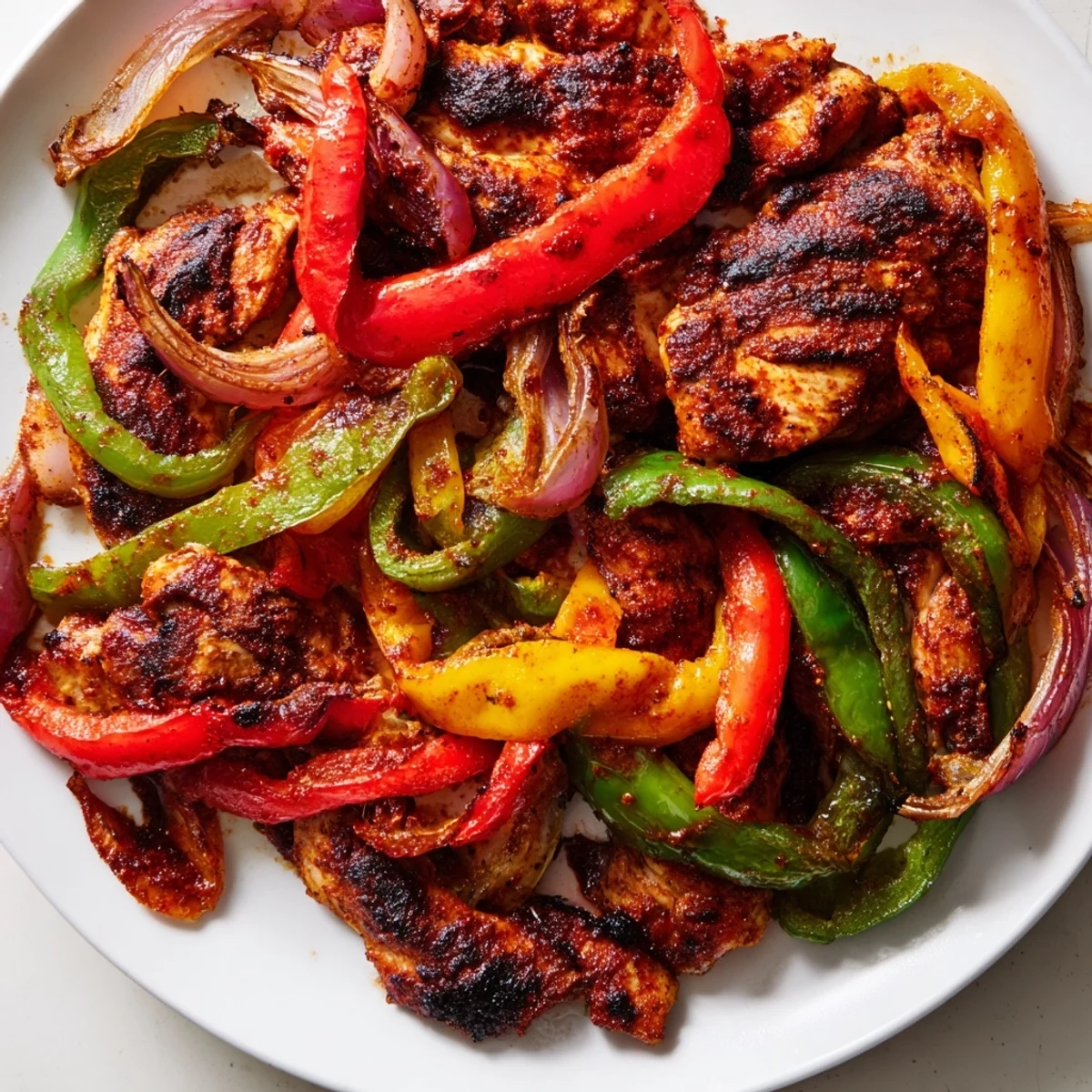 Flavorful Chicken Fajita Sheet Pan, featuring tender chicken strips and colorful roasted vegetables, ready to eat.