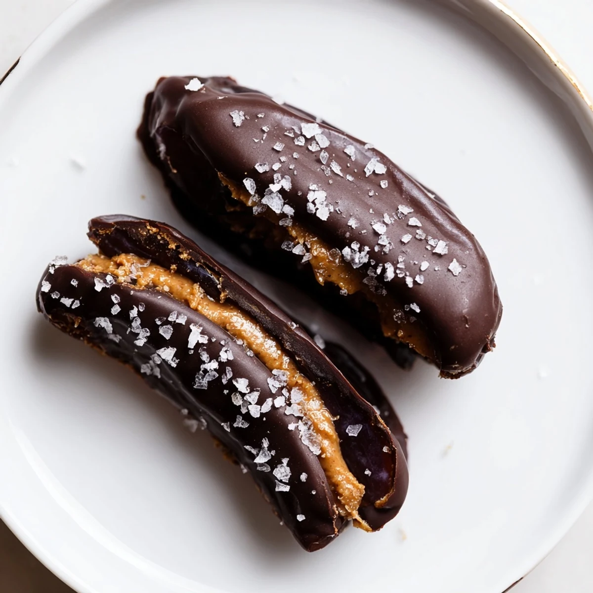 These homemade Chocolate Peanut Butter Dates feature a chocolate-covered, peanut butter filling, and sea salt sprinkle.