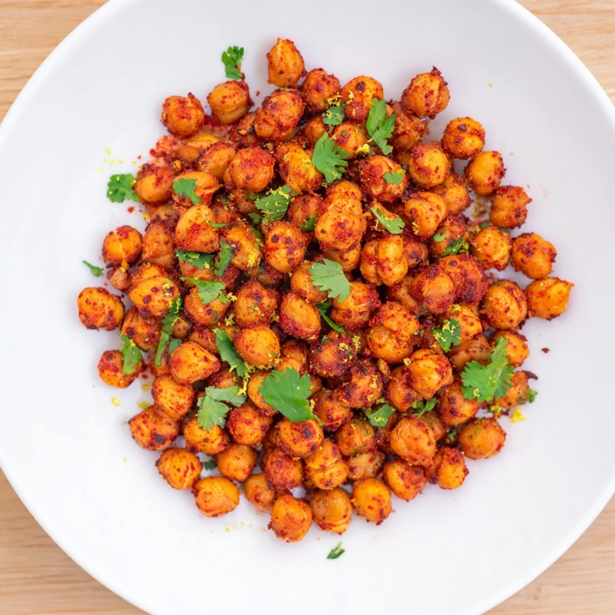 Golden and crispy Harissa Chickpea Roast, savory from spices, ready for a flavorful bite.