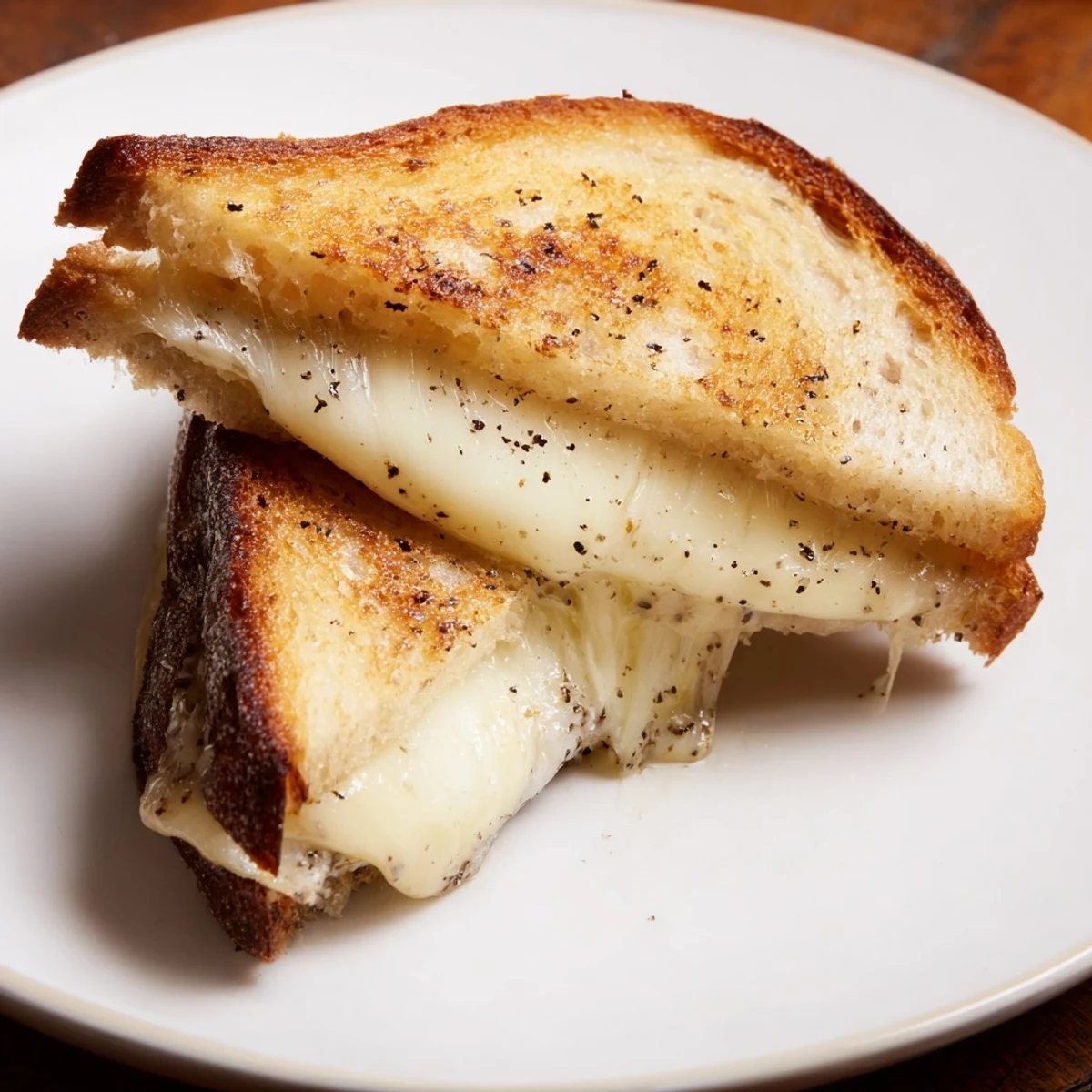 Golden-brown Truffle Grilled Cheese, oozing Gruyère, ready to delight your taste buds.