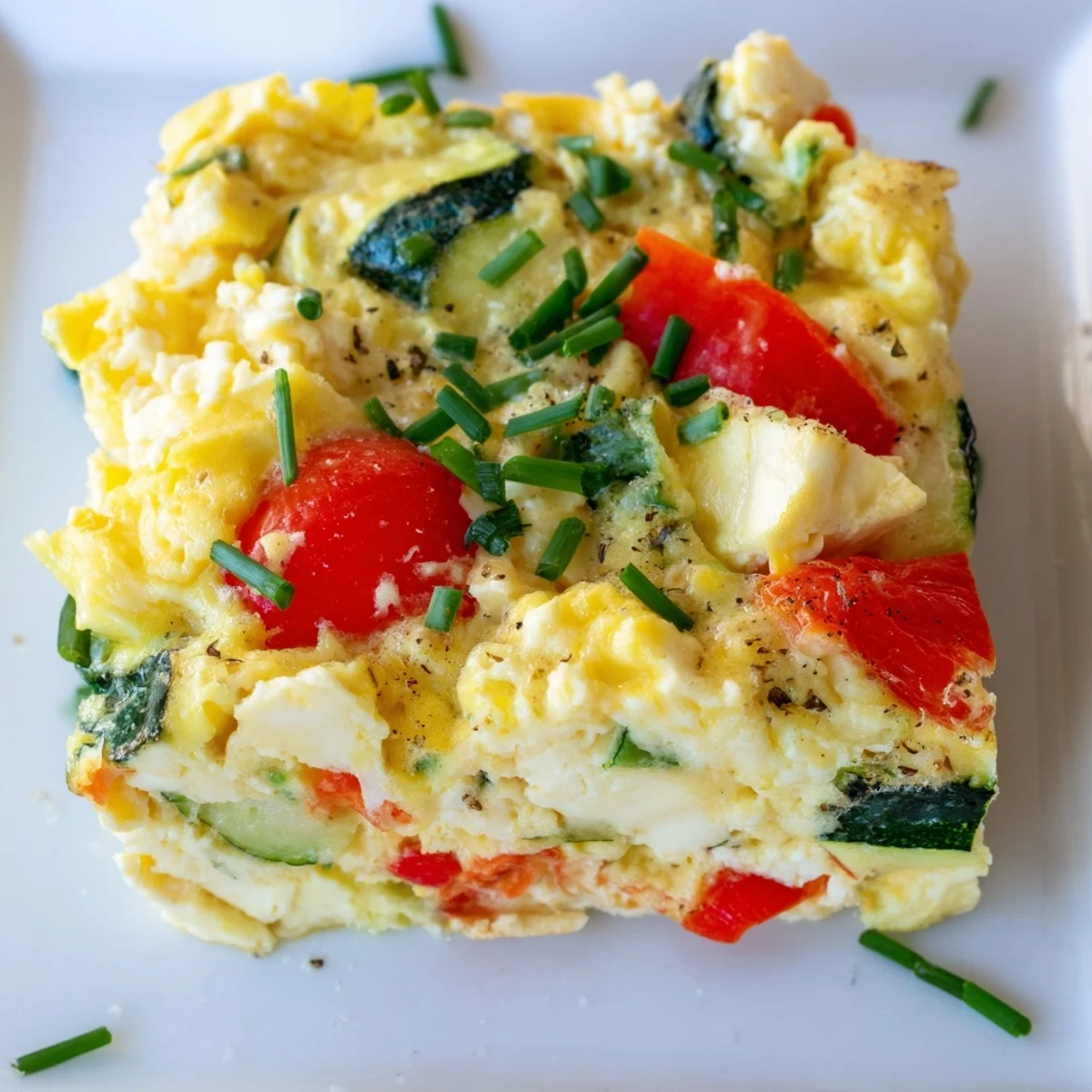 Easy meal prep high-protein sheet pan eggs with cottage cheese and vegetables, served warm alongside whole grain toast.