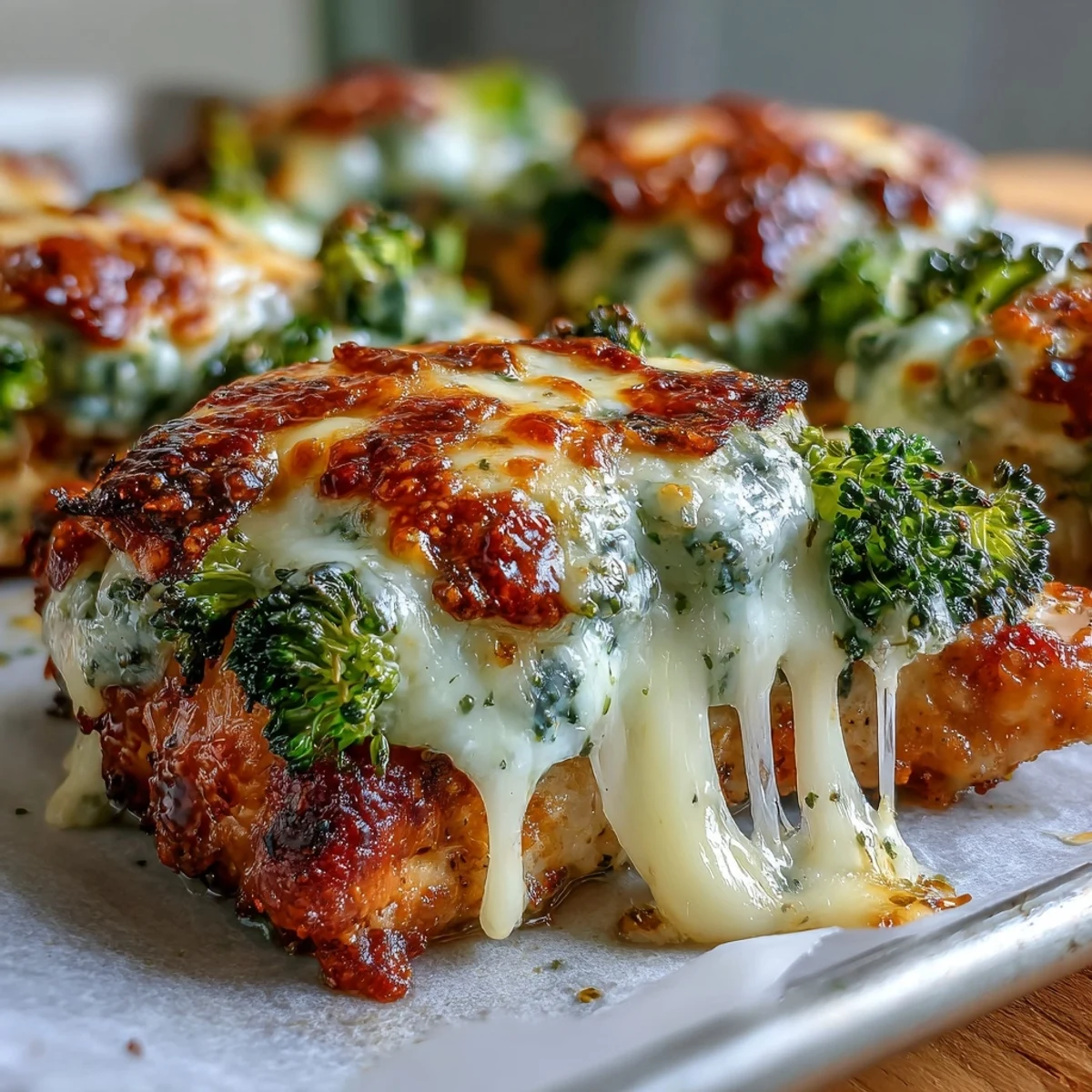 Golden, bubbly cheddar cheese melts over ranch-seasoned chicken breasts and crisp-tender broccoli on a sheet pan, perfect for an easy weeknight dinner.