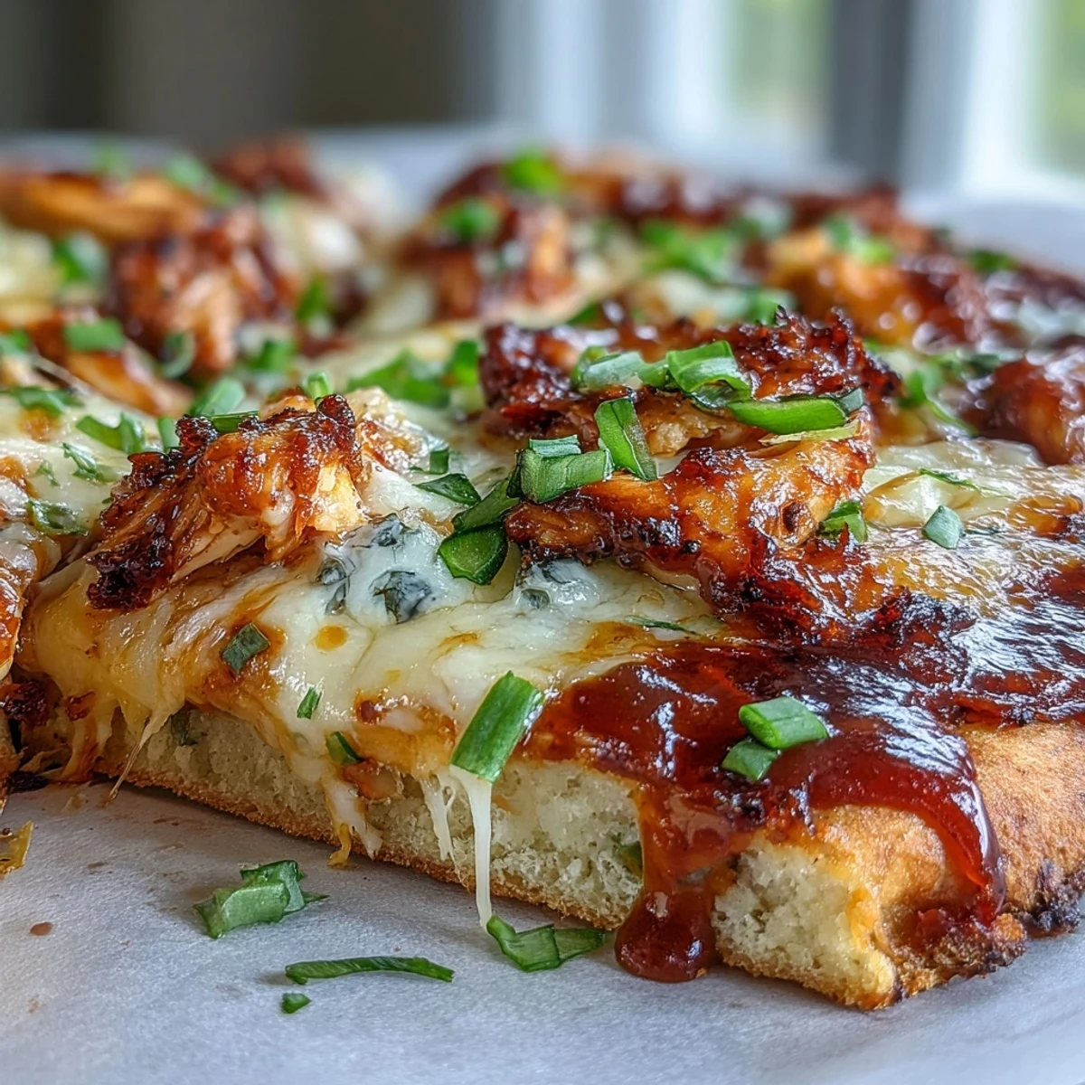 Garlic Naan Chicken Enchilada Pizzas sit crisp on a plate with melty cheddar and bubbly red sauce.
