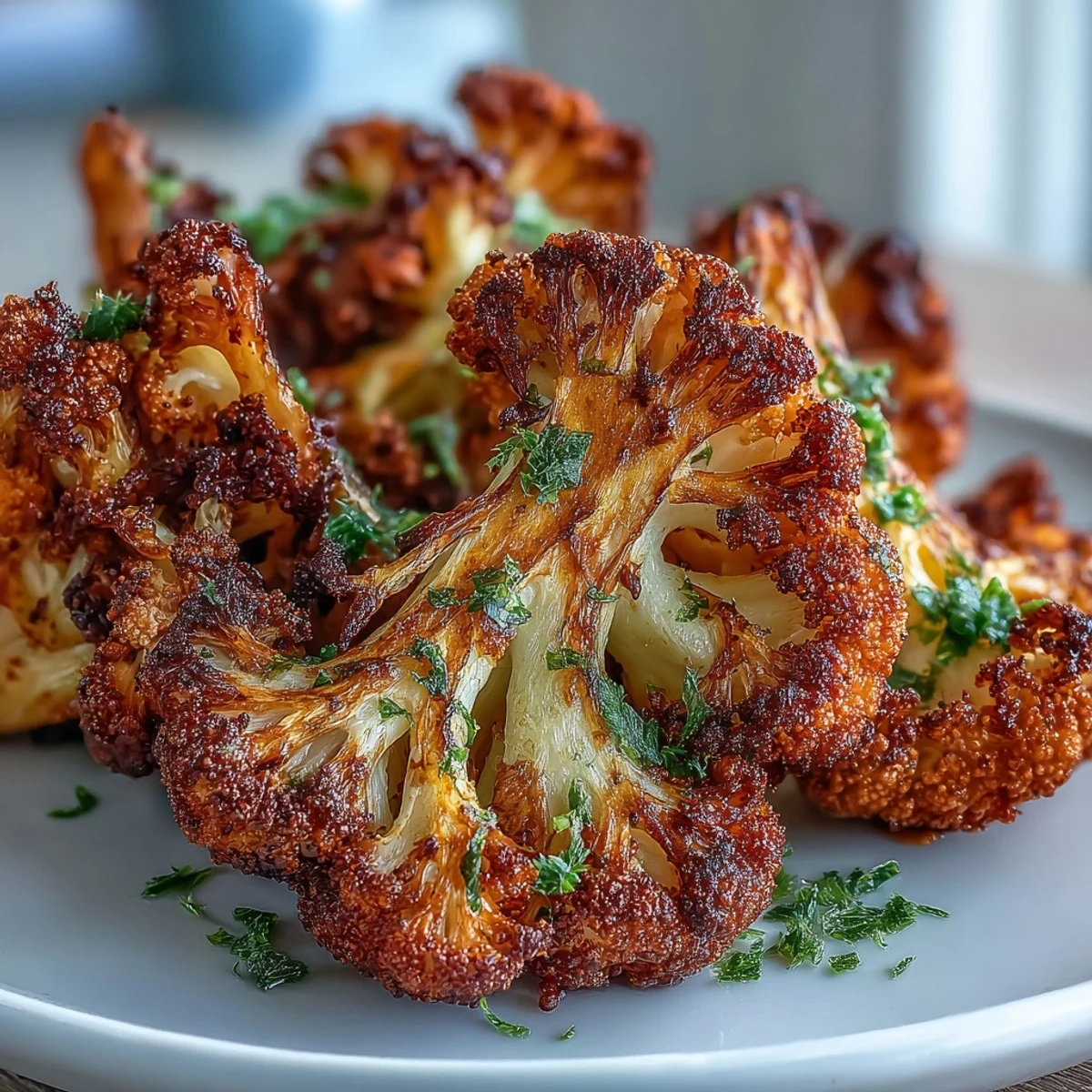 Golden brown, crispy Jerk Seasoning Roasted Cauliflower florets with a spicy lime glaze.