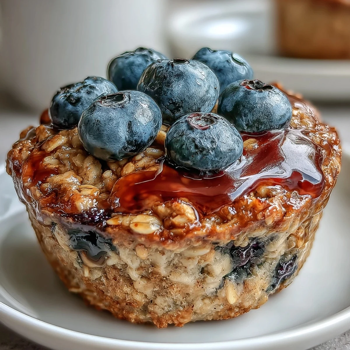 Moist One-Bowl Lemon Blueberry Baked Oatmeal Cups studded with juicy blueberries and golden edges, ready for meal prep.
