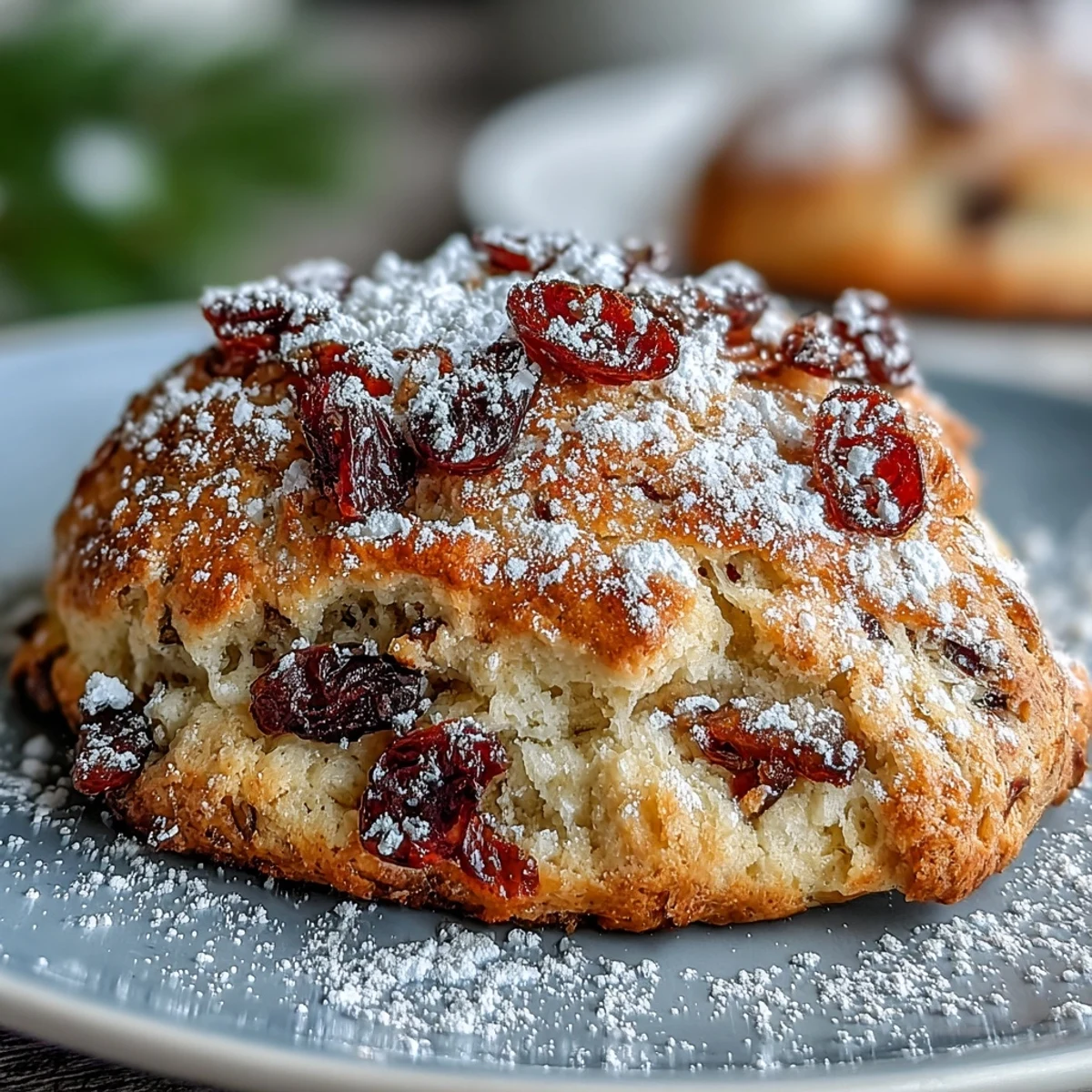 Delicious candied orange cranberry scones with golden tops, studded with dried cranberries and sweet orange peel—perfect for brunch or tea time.