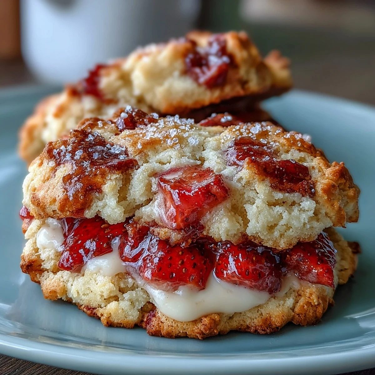 3. Tender cookies bursting with fresh strawberries and cottage cheese, capturing the classic flavor of strawberry shortcake.