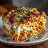 Close-up shot highlighting the rich tomato sauce and perfectly melted mozzarella in Budget Baked Ziti.
