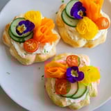 Close-up of baked Fairy Garden Flower Shaped Snacks, arranged on a serving platter, ready to eat!