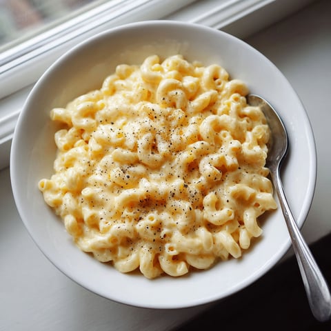 A bowl of macaroni and cheese.