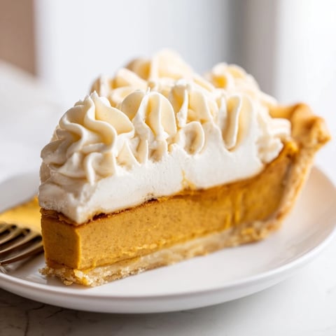 A decadent butterscotch pumpkin cream pie with whipped cream topping awaits your taste buds.  