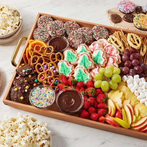 Indulge in colorful Dessert Boards with Themed Snacks, featuring sweets and fresh fruits.  