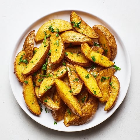 Crispy 15-Minute Microwave Potatoes, golden brown and sprinkled with fresh parsley, ready to enjoy.