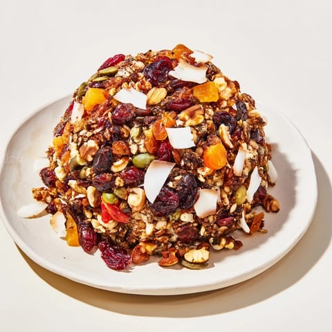 Cozy view: A bowl of Mélange Hivernal Flocon de Neige, a colorful snack with dried fruits, nuts, and spices.