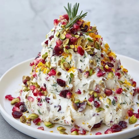 Rosemary Cranberry Christmas Tree, a festive appetizer crowned with vibrant red cranberries and herbs.