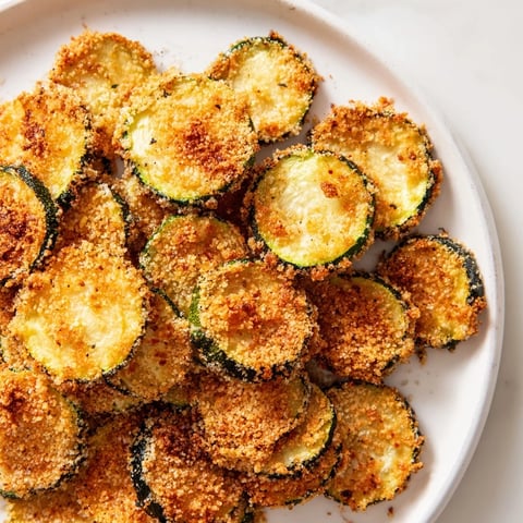 Golden-brown zucchini chips, air-fried to crispy perfection, are ready to serve as a snack.