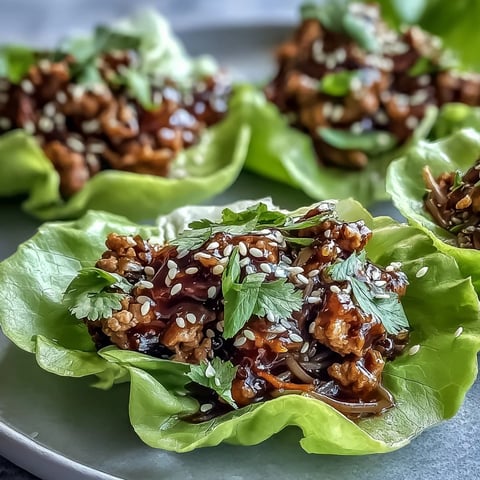 Crisp butter lettuce cups filled with savory Potsticker Noodle Lettuce Cups, featuring ground turkey and noodles.