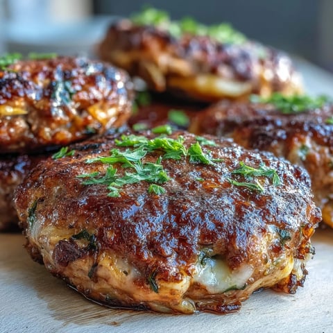 Golden-brown Oven-Baked Cabbage Burgers topped with melted cheddar cheese and fresh parsley garnish.
