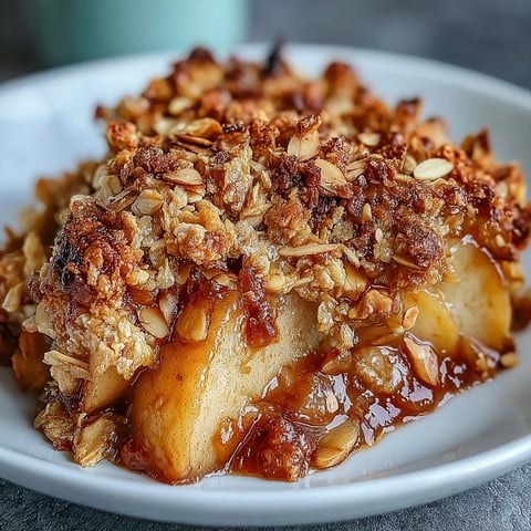 Golden-brown Cardamom-Spiced Apple Crisp fresh from the oven with bubbling, tender apples.