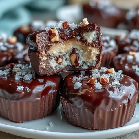 Creamy peanut butter cottage cheese bites topped with rich dark chocolate and a sprinkle of crushed peanuts.