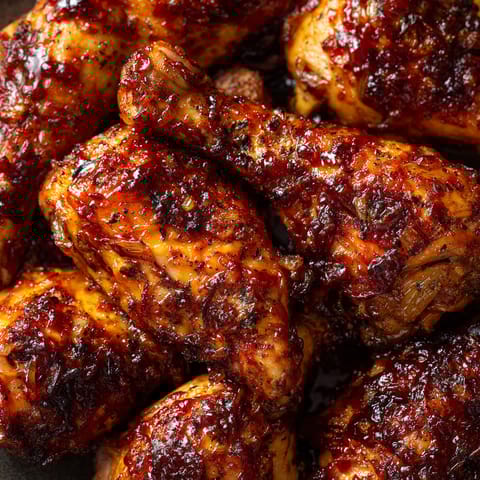 Chicken wings with sauce.