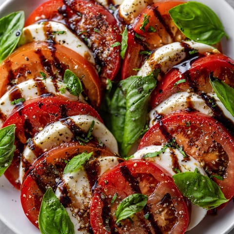 Caprese salad with balsamic glaze.