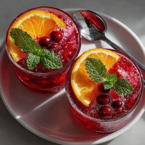 Two glasses of tropical cranberry-orange mocktail spritzer.