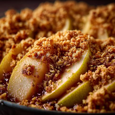 A close up of a delicious apple dessert.