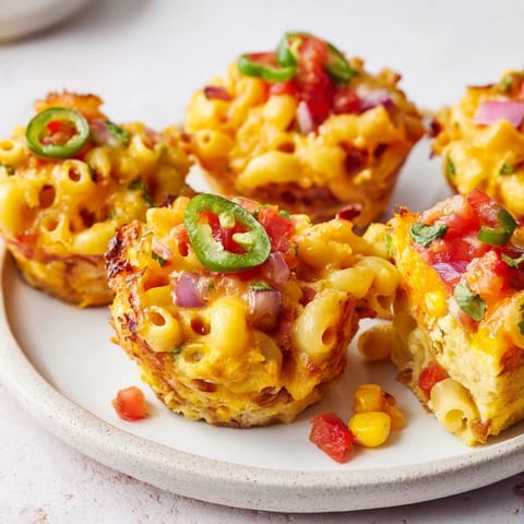 Savory Mac and Cheese Taco Egg Muffins, browned tops, sprinkled with fresh cilantro.