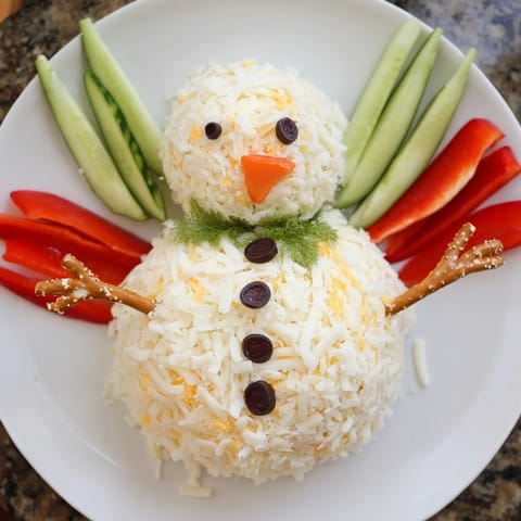 Savory Herb Cheeseball Snowmen