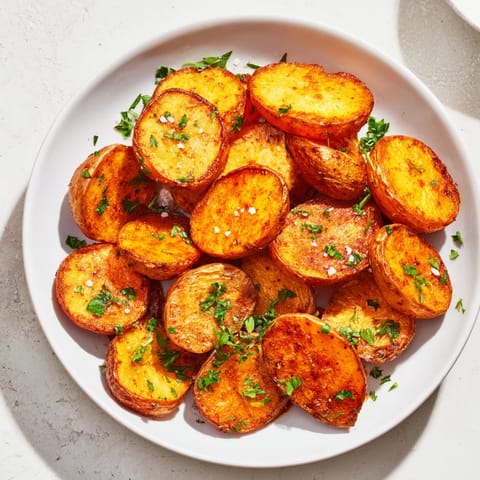 These microwaved Crispy Potatoes feature a delightful crunch, seasoned with smoked paprika and served hot.