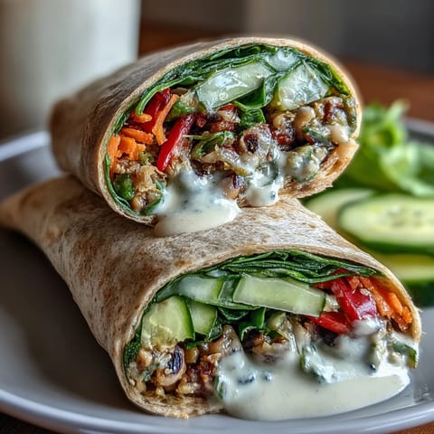 Freshly rolled Black-Eyed Pea Wraps filled with quinoa and crunchy veggies, served on a wooden board.